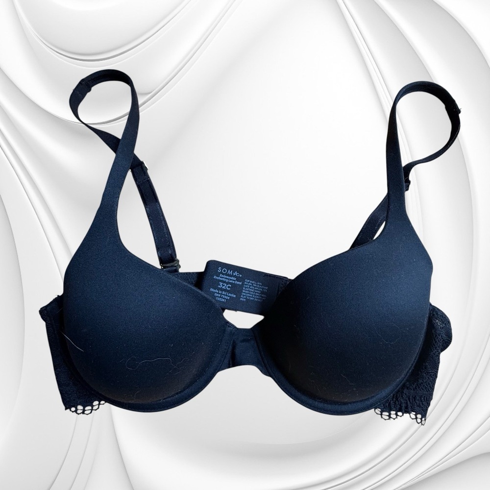 Soma Women Bra 32C Black Embraceable Enchanting Lace Demi Underwire Adjustable
